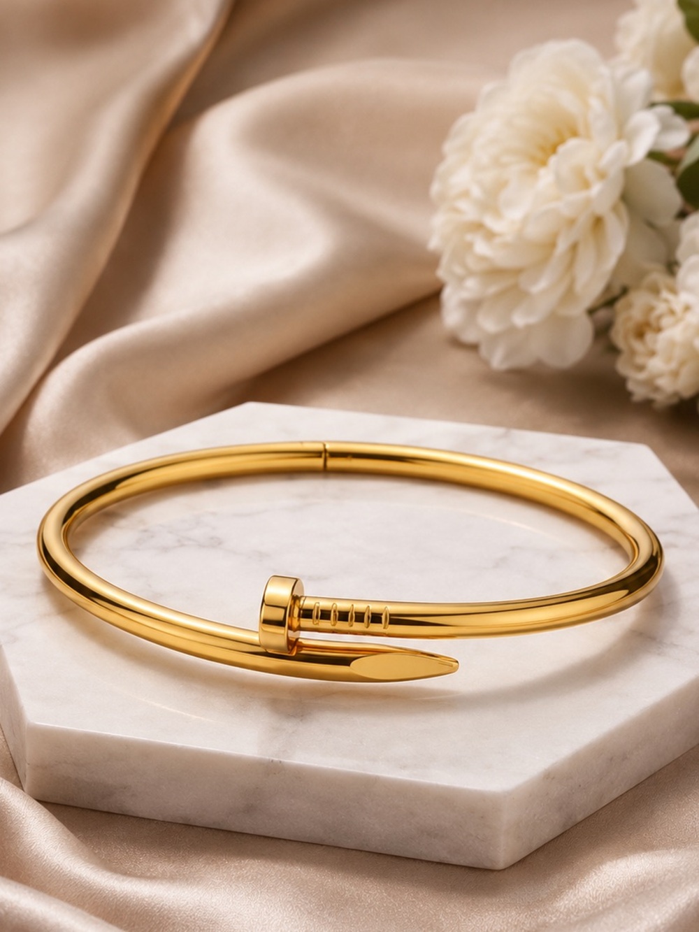 Gold Plated Nail Bangle Bracelet